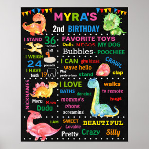 Dinosaur Girl Dino Birthday Meilenstein Poster