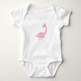 Dinosaur Girl Pink Illustriert Baby T - Shirt