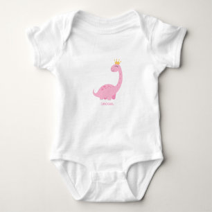 Dinosaur Girl Pink Illustriert Baby T - Shirt