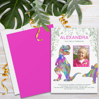 Dinosaur Girls Birthday Party Foto Einladung