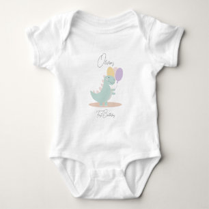 Dinosaur Girly Pink Blue Lilac Birthday Party Baby Strampler