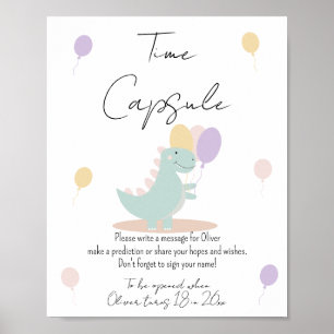 Dinosaur Girly Pink Geburtstagsparty Time Kapsel Poster