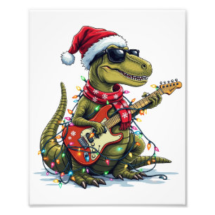 Dinosaur-Gitarrenspieler Weihnachten Fotodruck