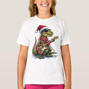 Dinosaur-Gitarrenspieler Weihnachten T-Shirt