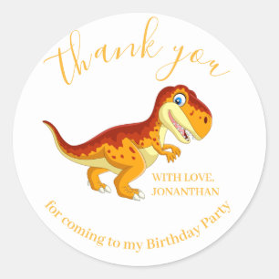 Dinosaur Gold Happy Birthday Vielen Dank Runder Aufkleber