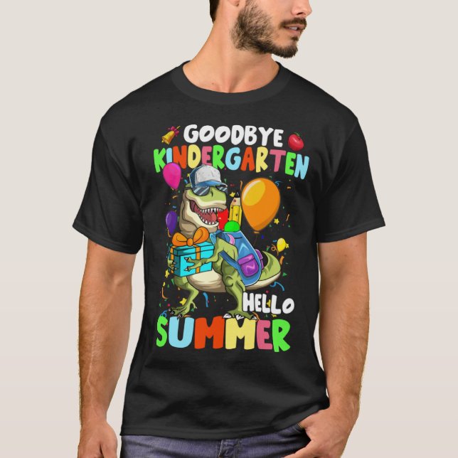 Dinosaur Goodbye Kindergarten Hello Summer Graduat T-Shirt (Vorderseite)