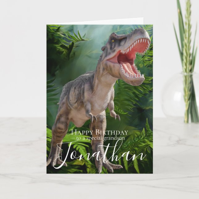 Dinosaur Grandson Birthday card Karte (Vorderseite)