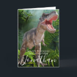 Dinosaur Grandson Birthday card Karte<br><div class="desc">Dinosaurier Grandson Geburtstagskarte süße Dinosaurier trex großen Sohn personalisierte Babykarte für ein kleines Mädchen. Klicken Sie auf die Schaltfläche "Anpassen!",  um die Textgröße,  Textfarbe,  den Stil des Schriftartes und mehr zu ändern!</div>