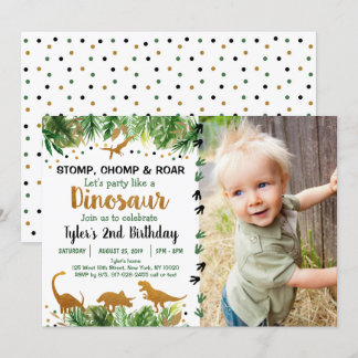 Dinosaur Green & Gold Safari Geburtstag Einladung