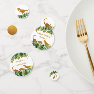 Dinosaur Green & Gold Safari Geburtstag Konfetti