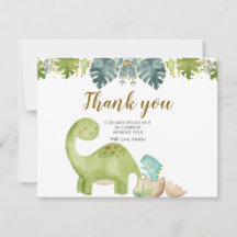 Dinosaur Greenery Floral Danke Karte