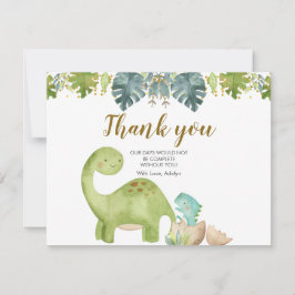 Dinosaur Greenery Floral Danke Karte