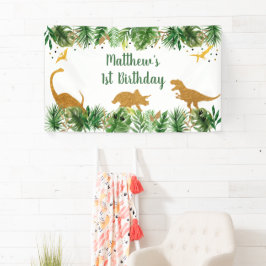 Dinosaur Greenery Gold Geburtstag Banner
