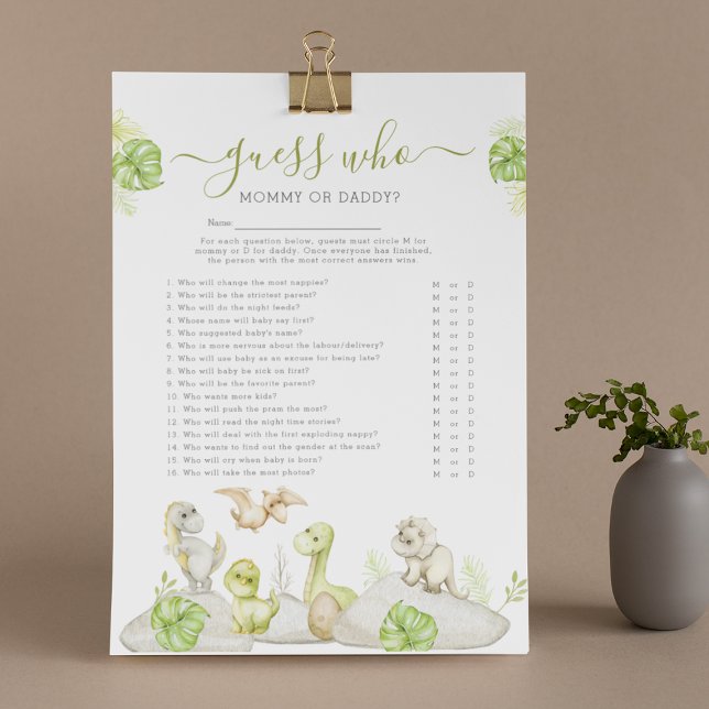 Dinosaur 'Guess Who' Baby Showspiel Flyer (Von Creator hochgeladen)