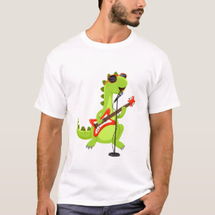 Dinosaur Guitar Player Xmas Sonntag T-Shirt