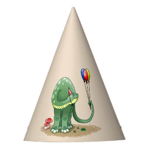 Dinosaur hält Luftballons Geburtstag Partyhütchen