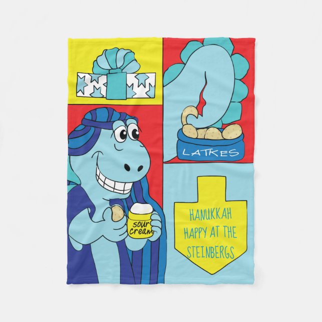 Dinosaur Hanukkah Fleece Blanket (Vorderseite)