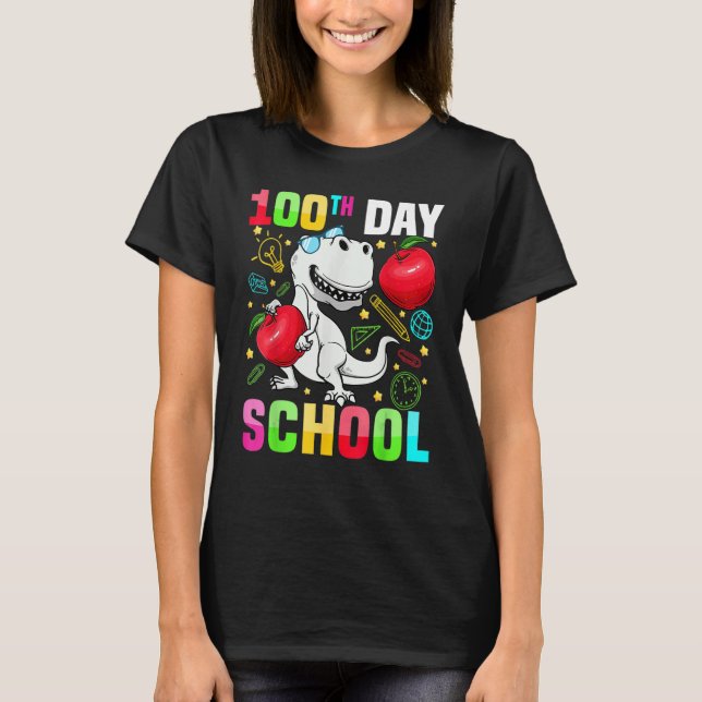 Dinosaur Happy 100th Day of School Dino Kids 100 D T-Shirt (Vorderseite)