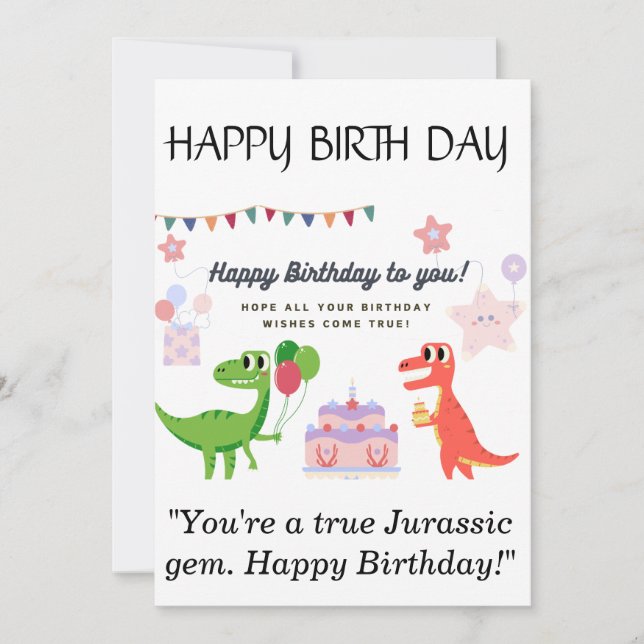 Dinosaur Happy Birthday Card Feiertagskarte (Vorderseite)