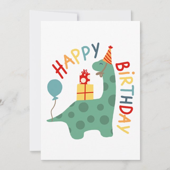 Dinosaur Happy Birthday Card für Kinder Dino Party Ankündigung (Vorderseite)