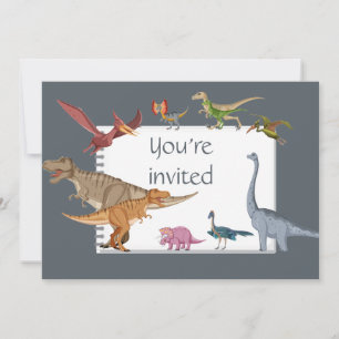 Dinosaur Happy Birthday Party Custom Invite Einladung