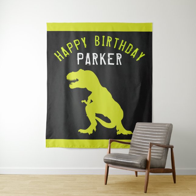 Dinosaur Happy Birthday Personalisiert Wandteppich (Beispiel)