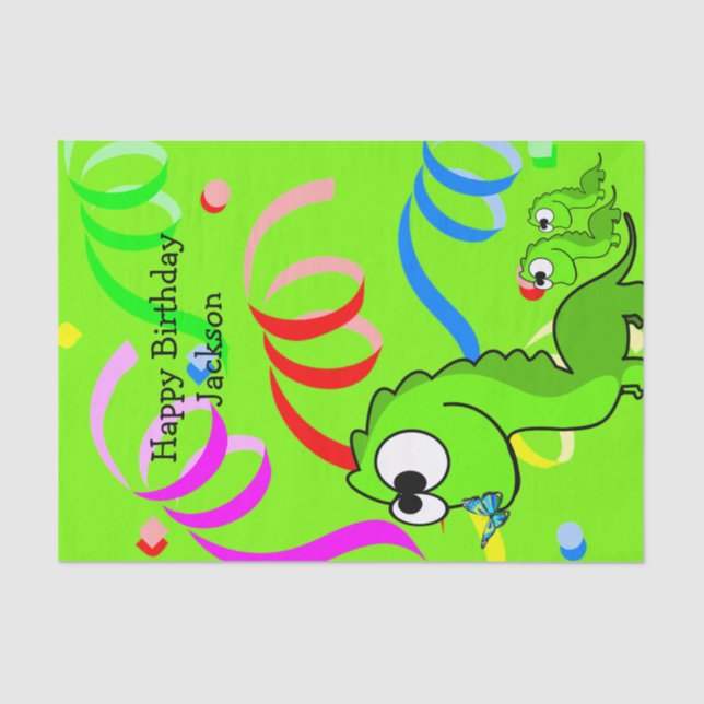 Dinosaur Happy Birthday Tissue Paper Seidenpapier (Vorderseite)