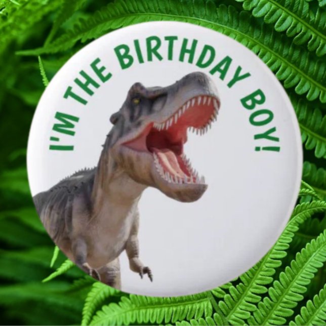 Dinosaur Happy T Rex BOY Button (Jurassic Dinosaur Personalized designs. "It's super easy process  easy to use")
