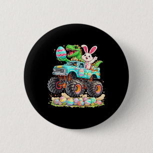 Dinosaur-Hase Mit Lastwagen Ostern Lustige Eierjag Button