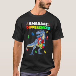 Dinosaur Herz Puzzleteil Autismus-Bewusstsein Jung T-Shirt