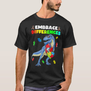 Dinosaur Herz Puzzleteil Autismus-Bewusstsein Jung T-Shirt