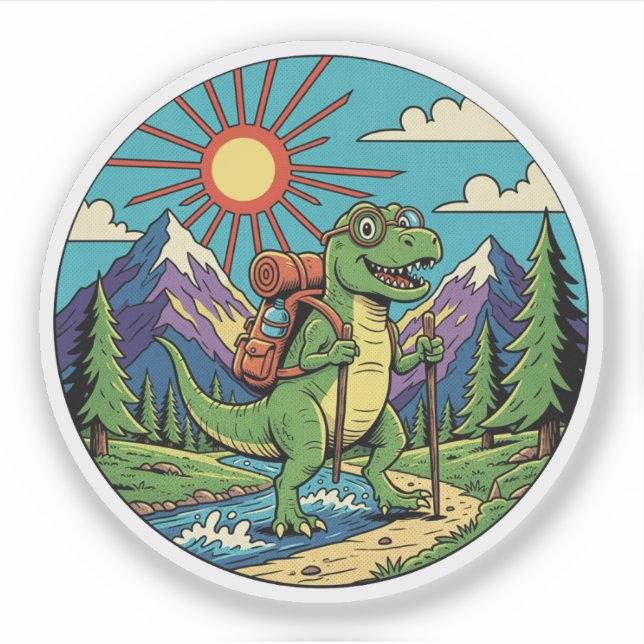 Dinosaur Hiker Adventure - Dino Trekking Aufkleber (Vorderseite)