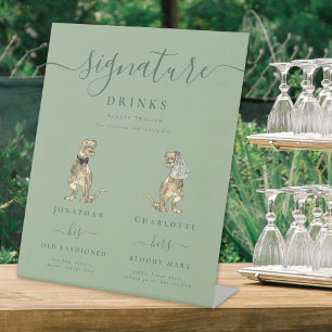 Dinosaur Hochzeit Signature Cocktail Bar Salbei Gr Sockelschild