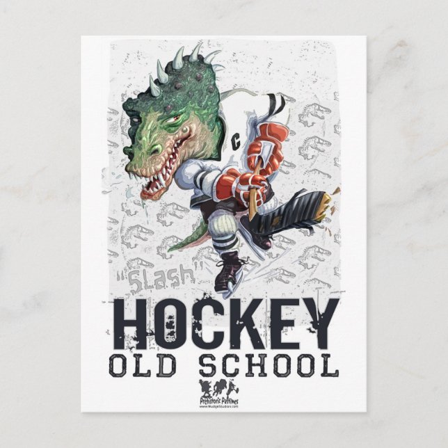 Dinosaur Hockey Slash Gear Postkarte (Vorderseite)