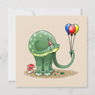 Dinosaur Holding Party Balloons Geburtstag Karte