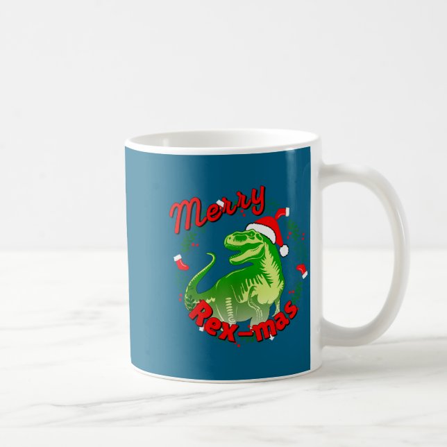 Dinosaur Holiday Merry Christmas Juric Tyrannosaur Kaffeetasse (Rechts)
