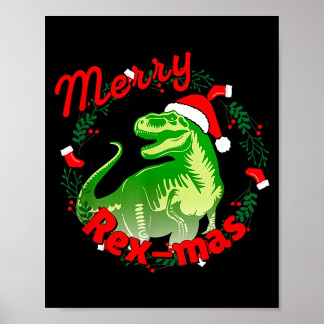 Dinosaur Holiday Merry Christmas Juric Tyrannosaur Poster (Vorne)