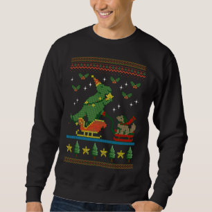 DINOSAUR HUNDE SCHLEIGH REISE UGLY CHRISTMAS TREX SWEATSHIRT