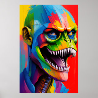 Dinosaur Hybrid Cyborg Art - T-Rex Illustration Poster