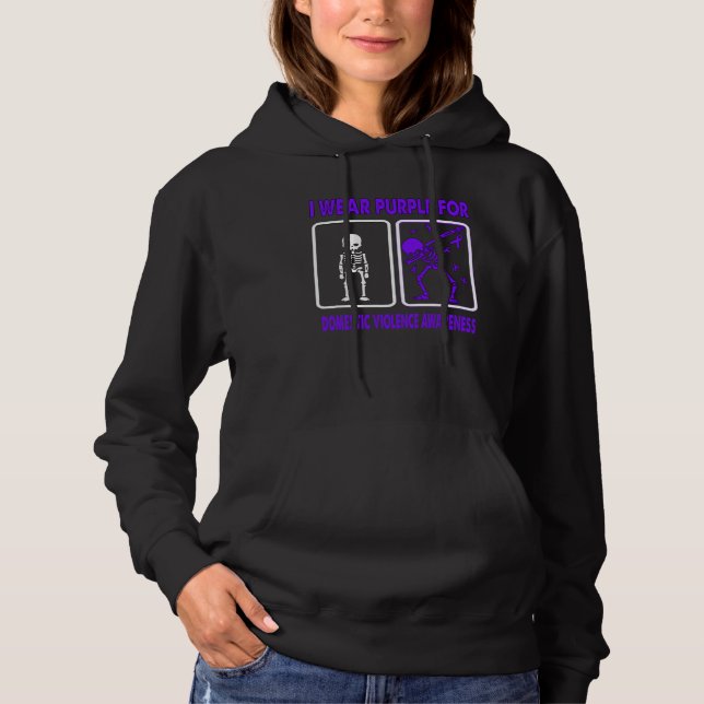 Dinosaur I Wear Purple For DOMESTIC VIOLENCE Aware Hoodie (Vorderseite)