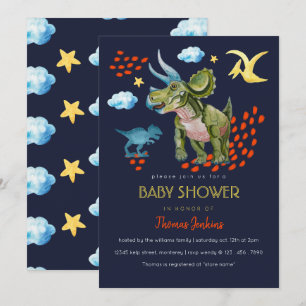 Dinosaur im Watercolor Baby Shower invite. Einladung