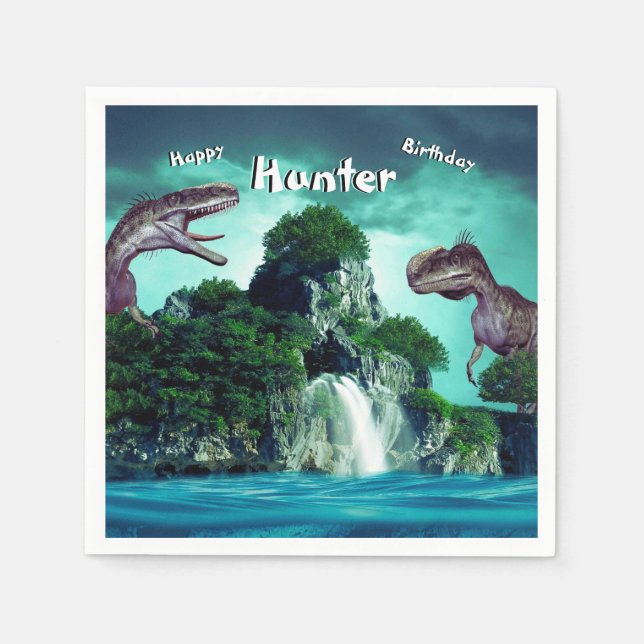 Dinosaur Island Happy Birthday Party Serviette (Vorderseite)