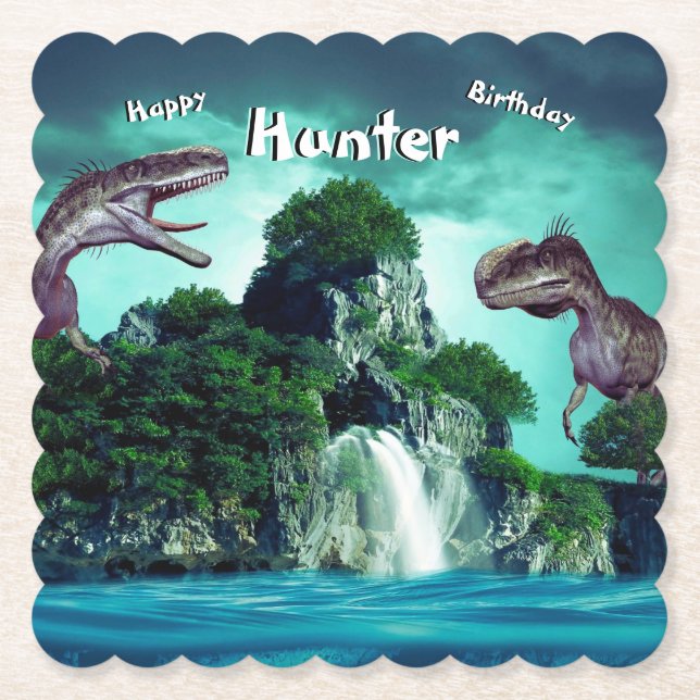 Dinosaur Island Happy Birthday Party Untersetzer (Vorderseite)