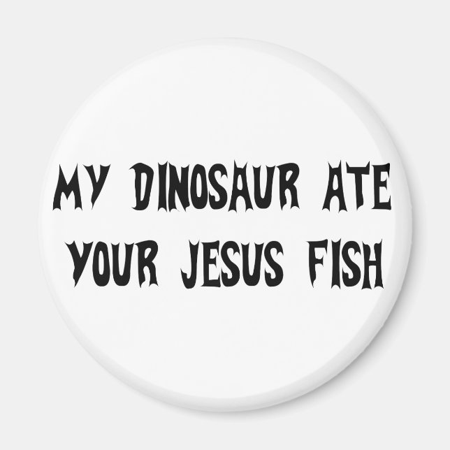 Dinosaur isst Jesus Fish Magnet (Vorne)