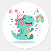 Dinosaur Jungen Geburtstagsaufkleber | Dino-Party-