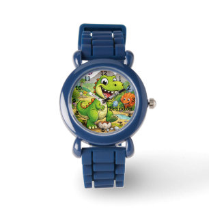 Dinosaur Jungen Modern Grüner Trex Benutzerdefinie Armbanduhr