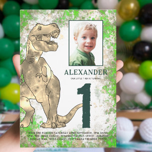 Dinosaur Jungle 1. Geburtstag Party Foto Einladung