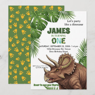 Dinosaur Jungle 1st Birthday Invitation  Einladung