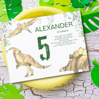 Dinosaur Jungle 5. Geburtstagsparty Einladungspostkarte