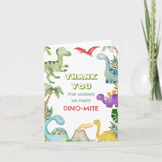 Dinosaur Jungle Birthday Danke (Vorderseite)